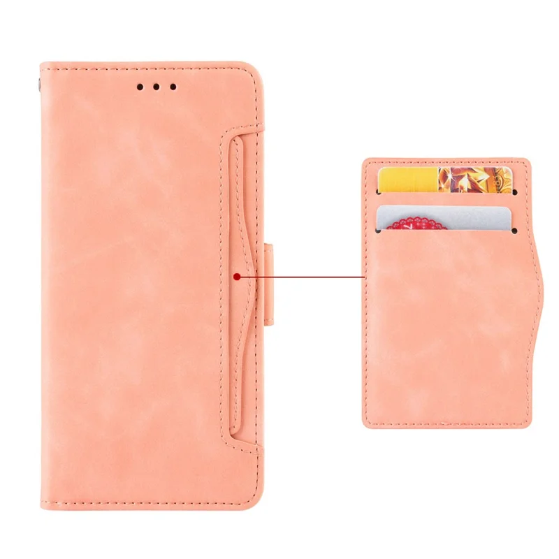 Etui portfelikowe z syntetycznej skóry PU do Realme 10 4G, z wieloma szczelinami na karty, podstawką, magnetyczną klamrą, styl ksiąg, różowe
