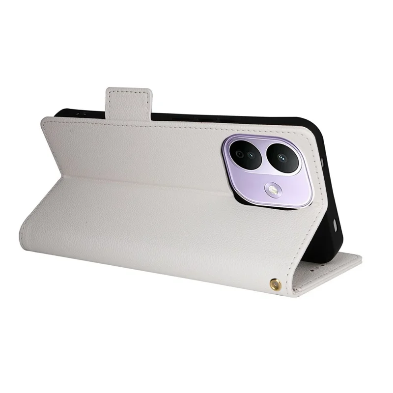 For Xiaomi Redmi Note 17 Pro 5G Case Litchi Texture Wallet Leather Phone Cover with Wrist Strap - White