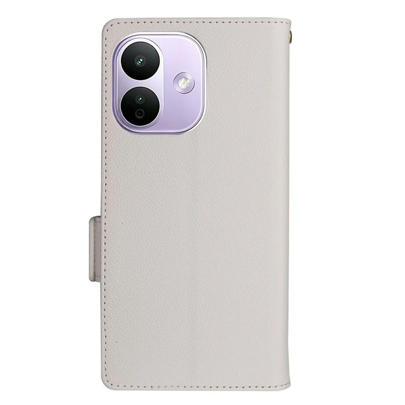 For Xiaomi Redmi Note 17 Pro 5G Case Litchi Texture Wallet Leather Phone Cover with Wrist Strap - White
