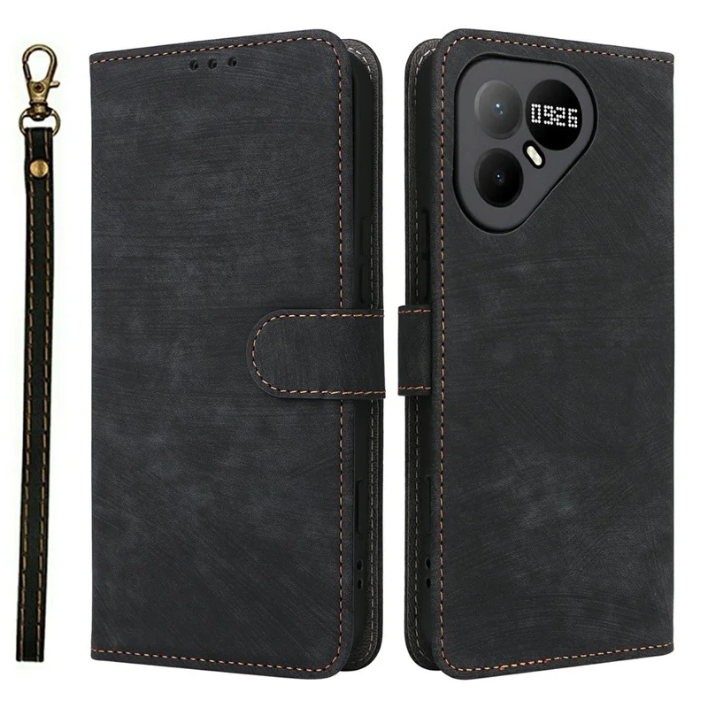 For TECNO Pova 8 Pro 5G Wallet Case RFID Blocking PU Leather Phone Cover Stand with Strap - Black
