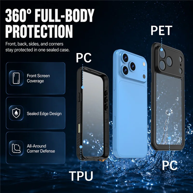 REDPEPPER FM Series For iPhone 18 Pro Max Waterproof Case IP68 Shockproof Phone Cover