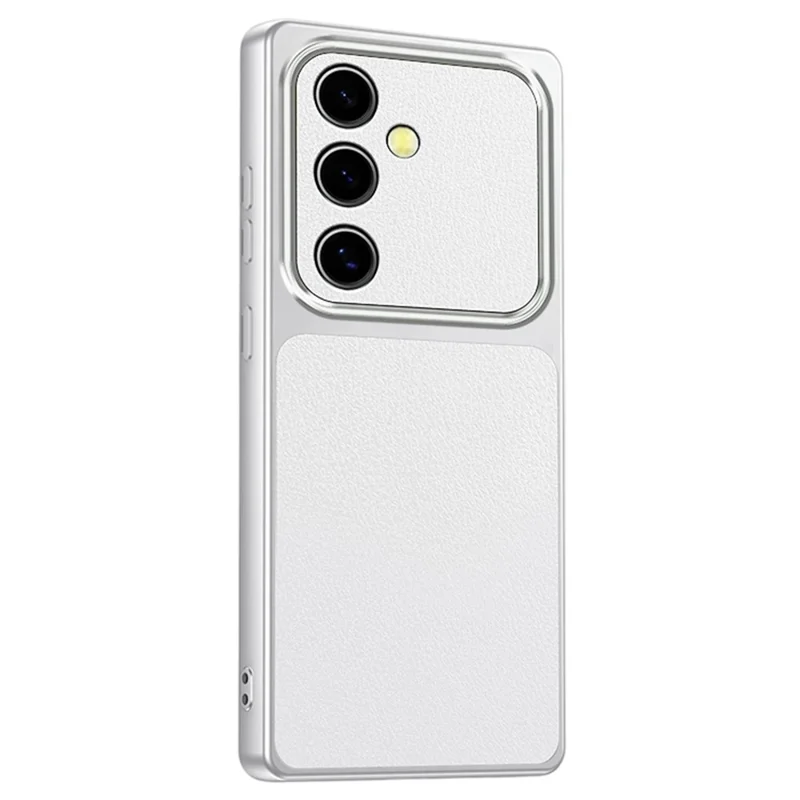 For Samsung Galaxy S23 FE Phone Case Lambskin Texture PC TPU PU Leather Shockproof Protective Cover - White