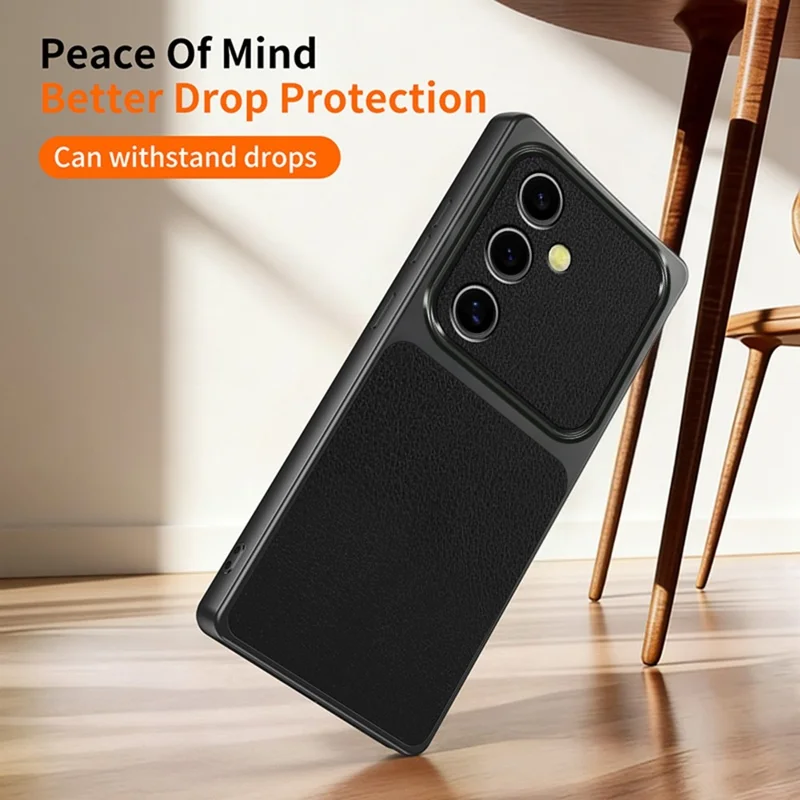 For Samsung Galaxy S23 FE Phone Case Lambskin Texture PC TPU PU Leather Shockproof Protective Cover - White