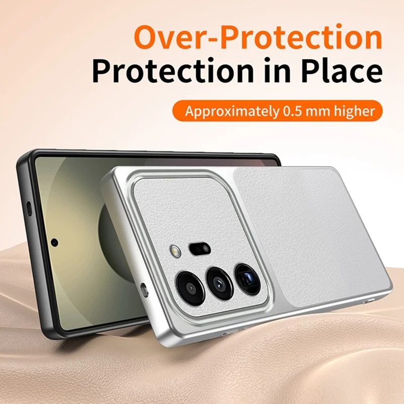 For Samsung Galaxy Note20 Ultra / Note20 Ultra 5G Phone Case Lambskin Texture PC TPU PU Leather Shockproof Protective Cover - White