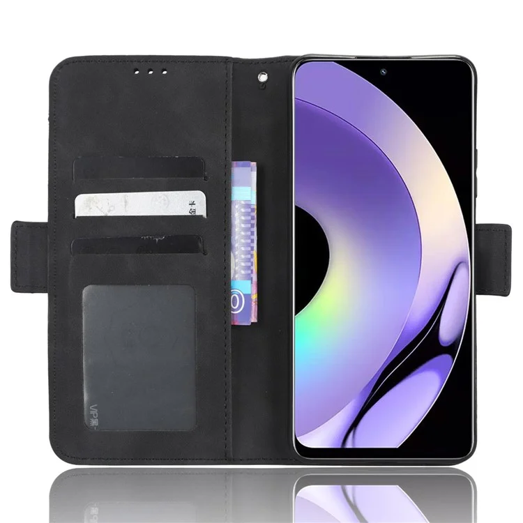 Für Realme 10 Pro 5G PU Leder Mehrere Kartenschlitze Brieftasche Telefonhülle Klappständer Magnetische Kratzfeste Schütze Flip Cover - Schwarz