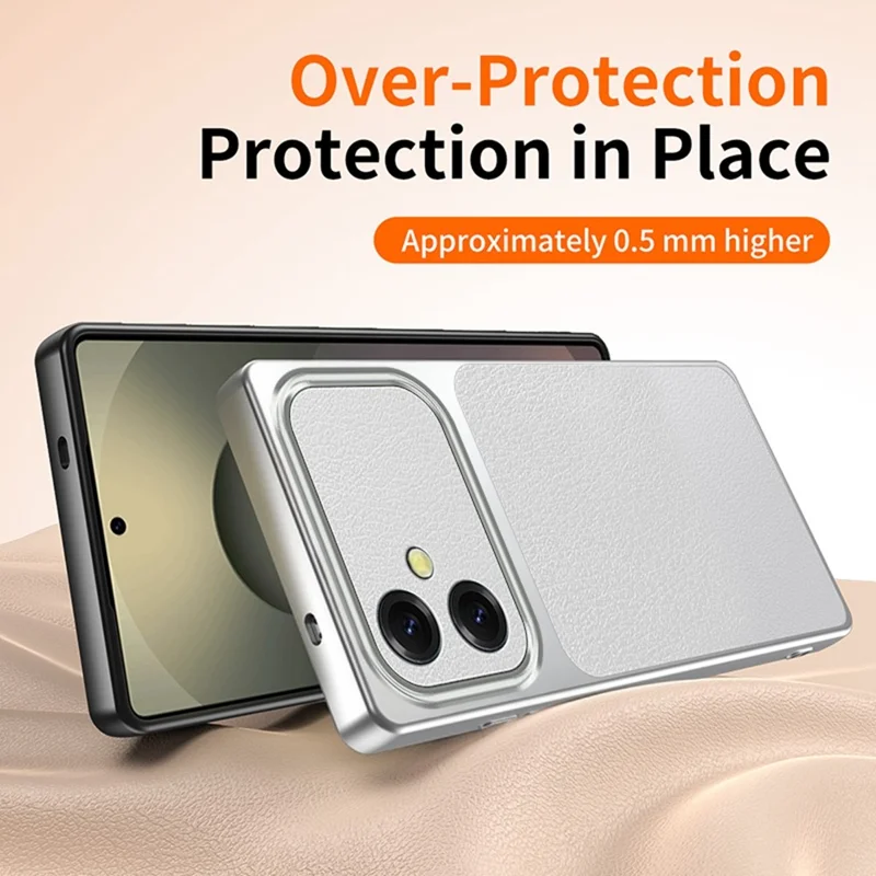 For Samsung Galaxy A07 4G / A07s 4G Phone Case Lambskin Texture PC TPU PU Leather Shockproof Protective Cover - White