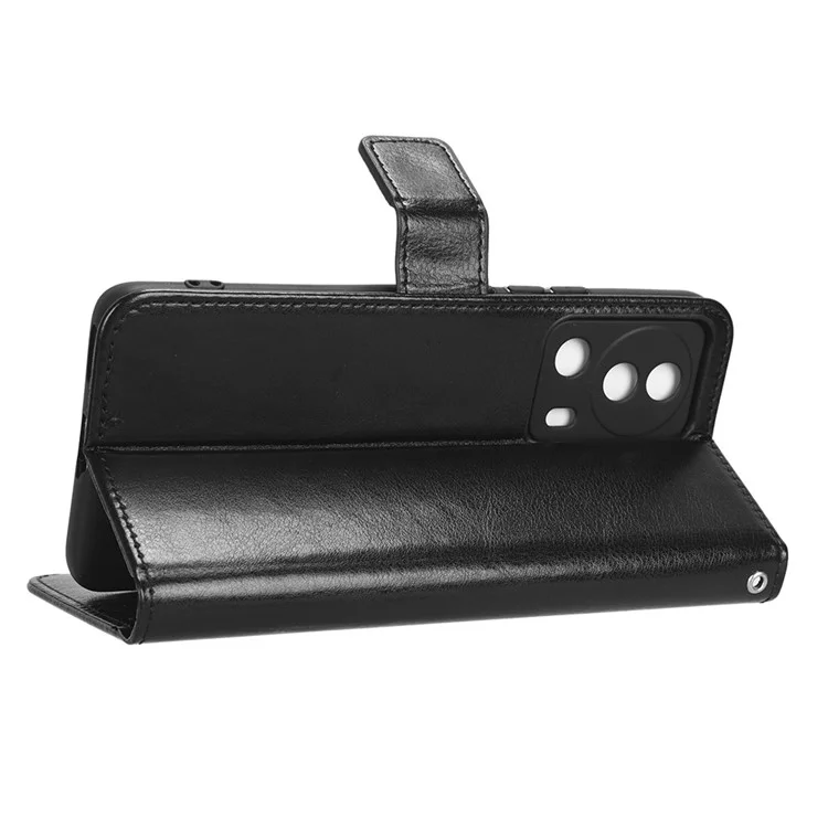 Pour Xiaomi Civi 2 5G / 12 Lite NE 5G PU Cuir Flip Protection Protecteur Crazy Horse Texture Portefeuille Téléphone Magnétique Couverture Avec Sangle - le Noir