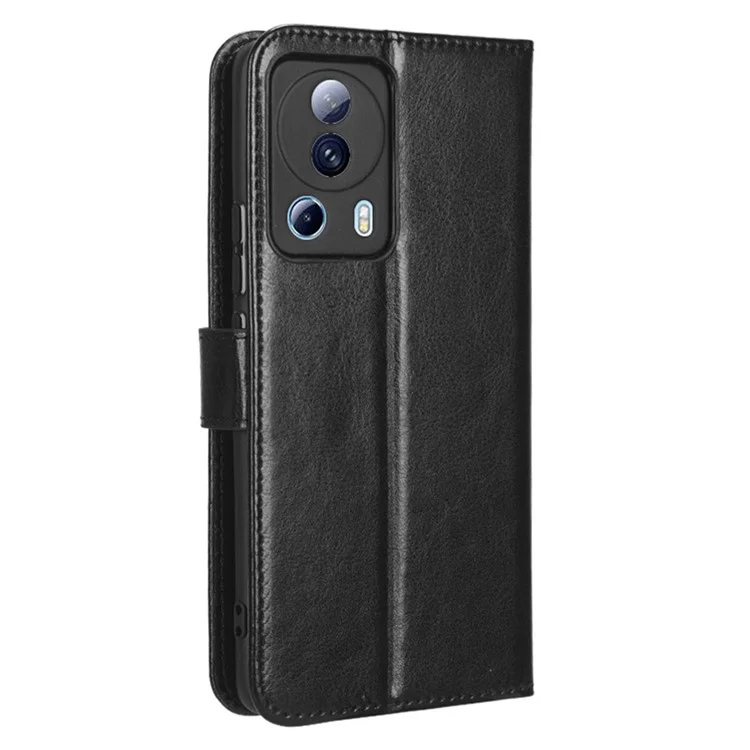 Pour Xiaomi Civi 2 5G / 12 Lite NE 5G PU Cuir Flip Protection Protecteur Crazy Horse Texture Portefeuille Téléphone Magnétique Couverture Avec Sangle - le Noir