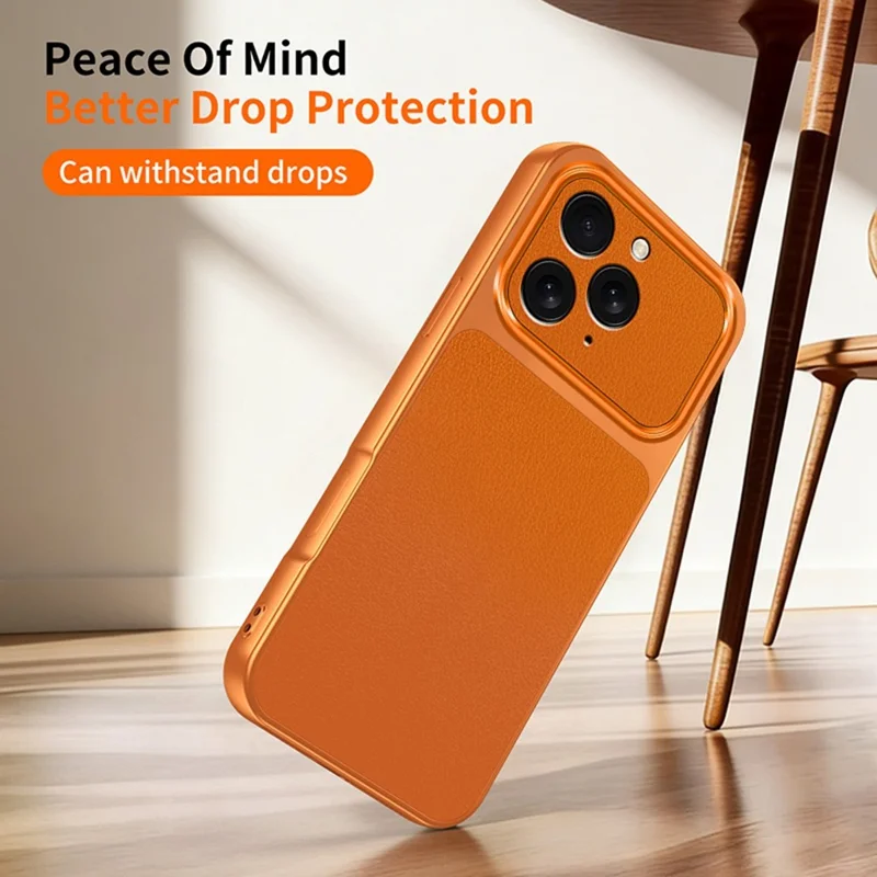 Handyhülle für iPhone 15 Pro Max, Lammleder-Optik, PC-TPU-PU-Leder, stoßfest, Schutzhülle - Orange