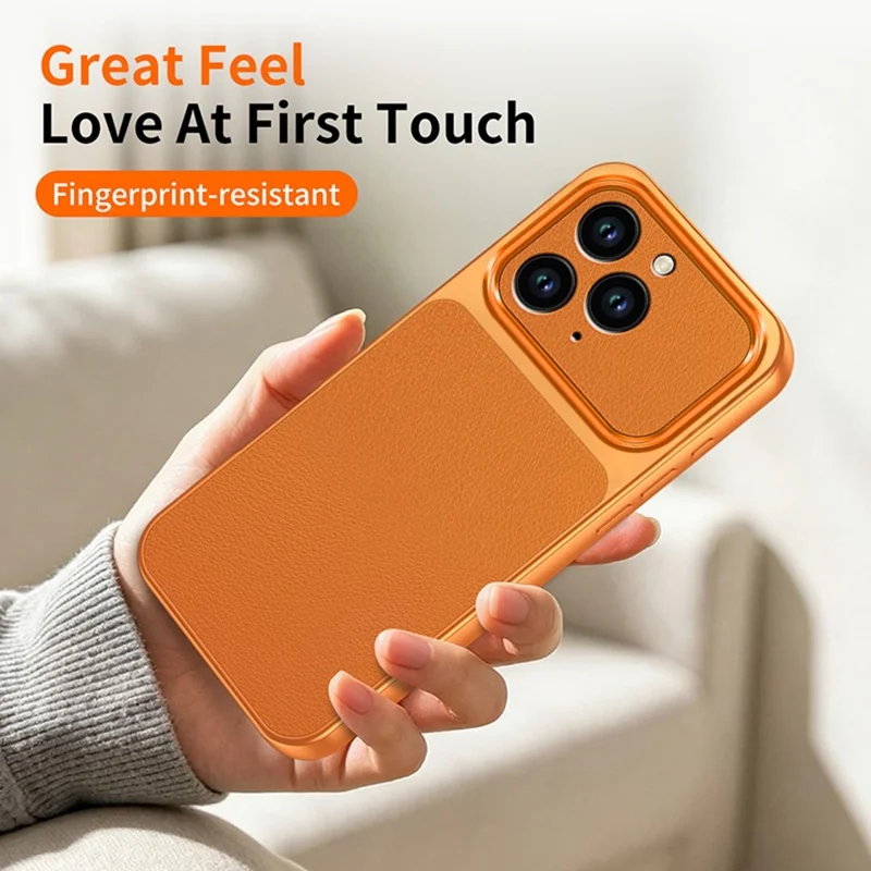 Für iPhone 13 Pro Handyhülle Lammleder-Optik PC TPU PU Leder stoßfest Schutzhülle - Orange