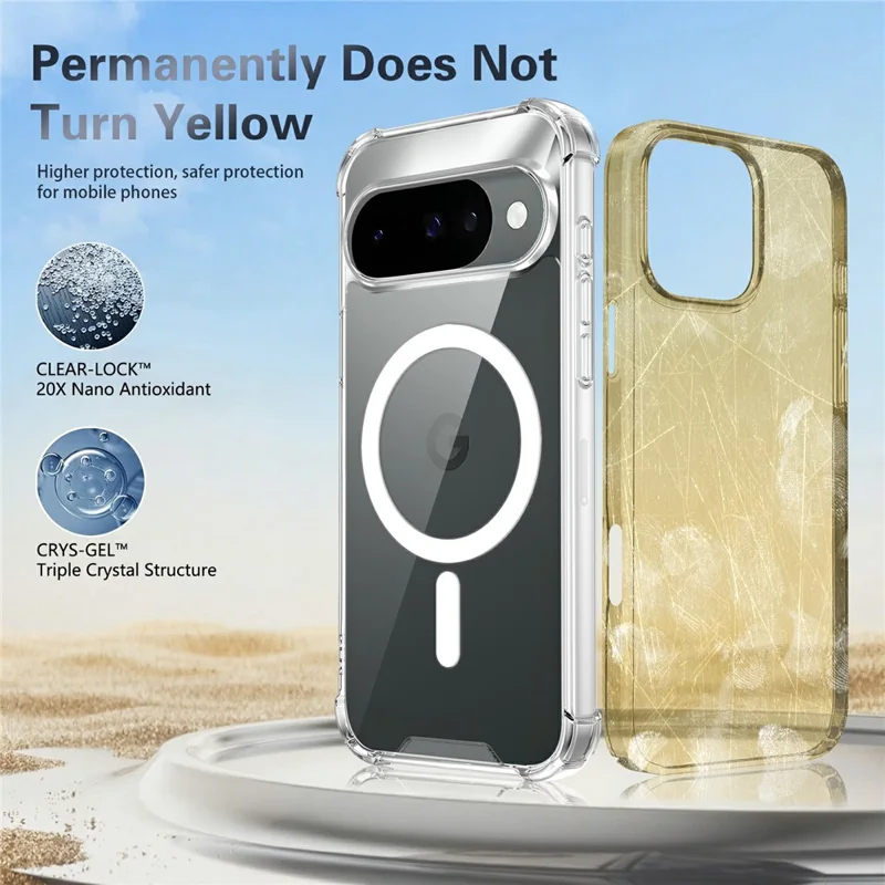 Clear Magnetic Case for Google Pixel 11 Pro  /  11 Airbag Shockproof 2.0mm TPU + PC Phone Cover - Transparent