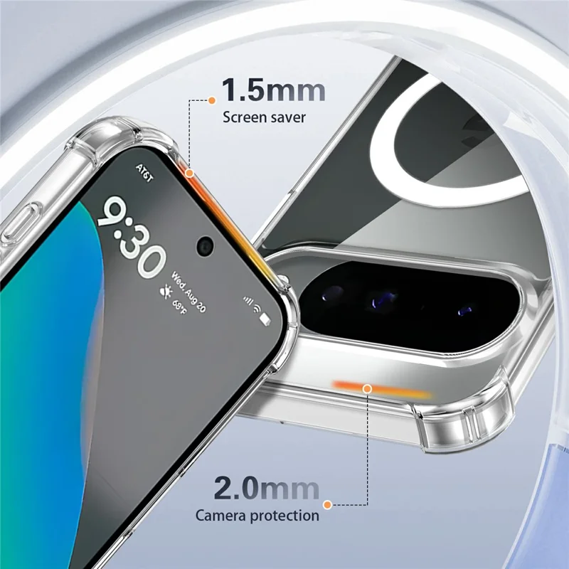 Clear Magnetic Case for Google Pixel 11 Pro  /  11 Airbag Shockproof 2.0mm TPU + PC Phone Cover - Transparent