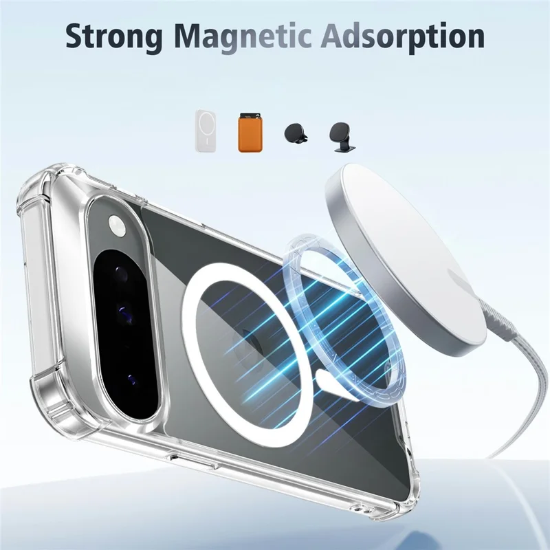 Clear Magnetic Case for Google Pixel 11 Pro  /  11 Airbag Shockproof 2.0mm TPU + PC Phone Cover - Transparent