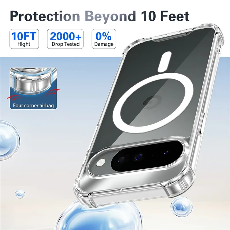 Clear Magnetic Case for Google Pixel 11 Pro  /  11 Airbag Shockproof 2.0mm TPU + PC Phone Cover - Transparent