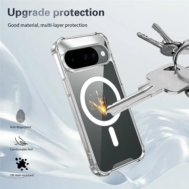 Clear Magnetic Case for Google Pixel 11 Pro  /  11 Airbag Shockproof 2.0mm TPU + PC Phone Cover - Transparent