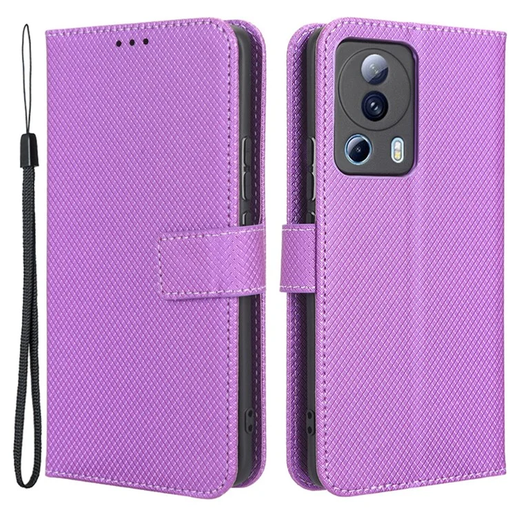 Per Xiaomi Civi 2 5G / 12 Lite NE 5G Diamond Texture PU Custodia in Pelle Portafoglio Anti-drop Flip Flip Pelle - Viola