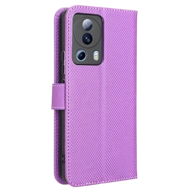 Per Xiaomi Civi 2 5G / 12 Lite NE 5G Diamond Texture PU Custodia in Pelle Portafoglio Anti-drop Flip Flip Pelle - Viola