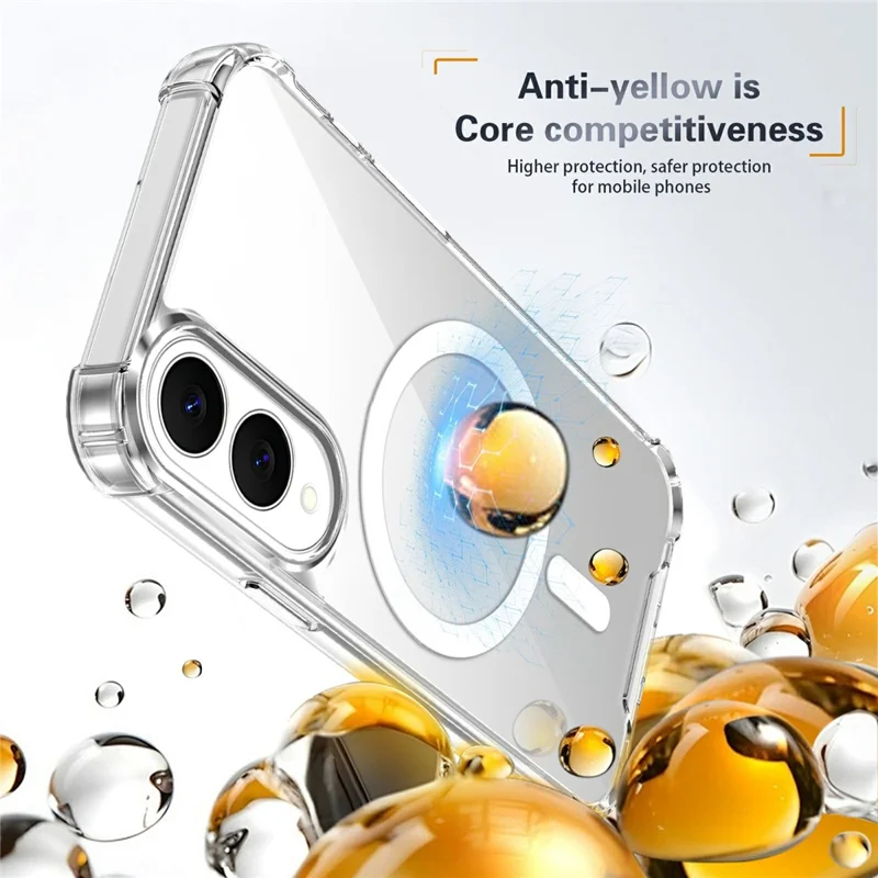 Clear Magnetic Case for Samsung Galaxy S25 Edge Airbag Shockproof 2.0mm TPU + PC Phone Cover - Transparent