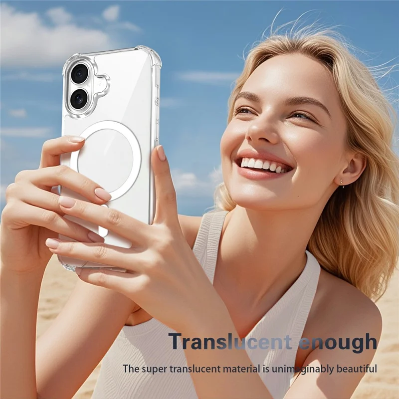 Clear Magnetic Case for iPhone 17 Airbag Shockproof 2.0mm TPU + PC Phone Cover - Transparent