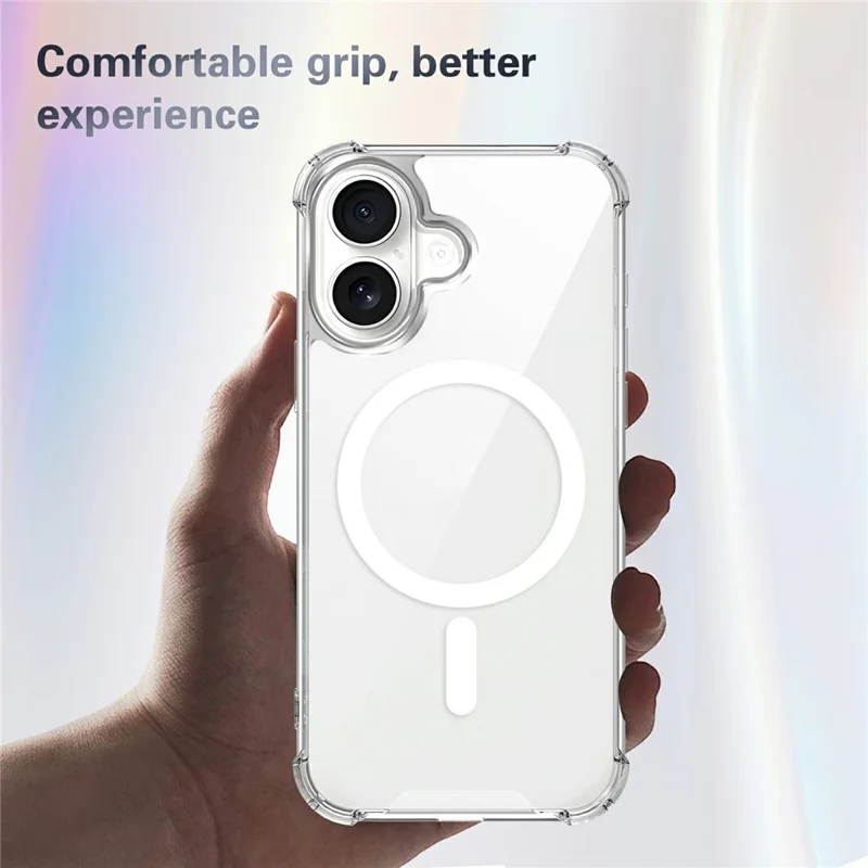 Clear Magnetic Case for iPhone 17 Airbag Shockproof 2.0mm TPU + PC Phone Cover - Transparent