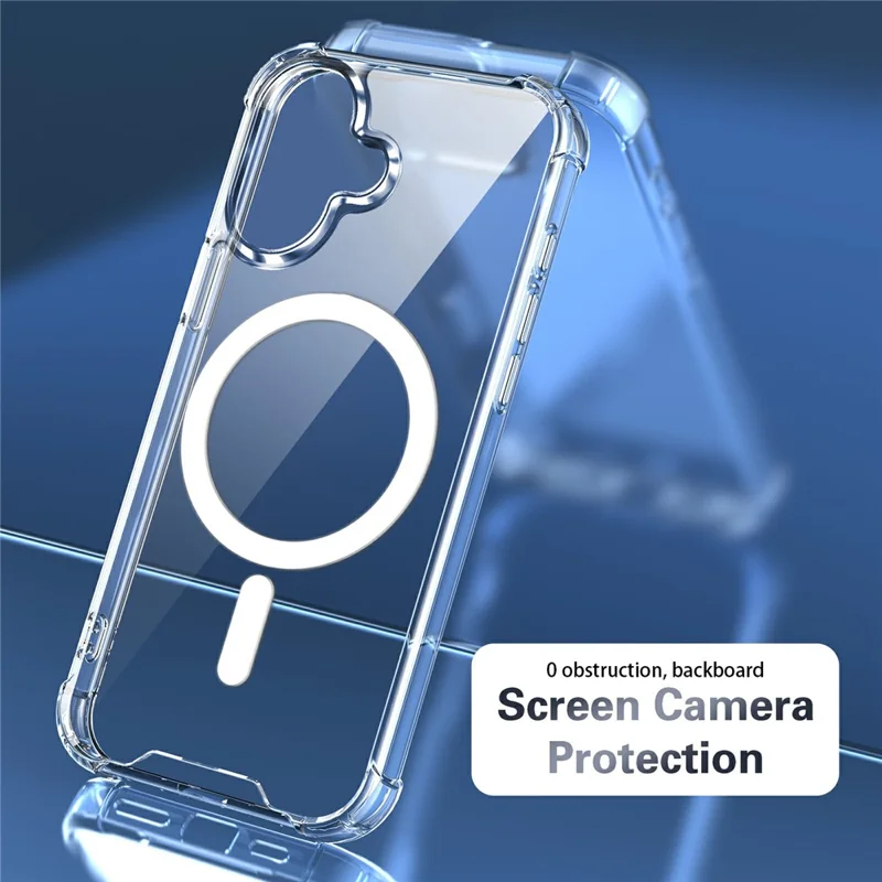 Clear Magnetic Case for iPhone 17 Airbag Shockproof 2.0mm TPU + PC Phone Cover - Transparent