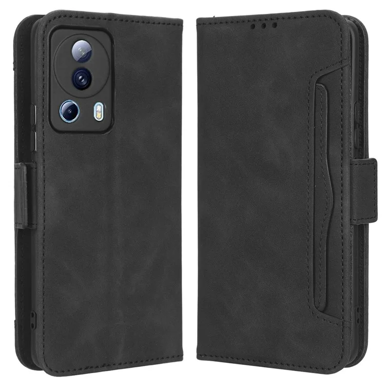 Для Xiaomi Civi 2 5G / 12 Lite NE 5G / 13 Lite PU Leather Wallet Flip Cover Multiple Card Slots Magnetic Closure Stand Function Folio Phone Case - Black