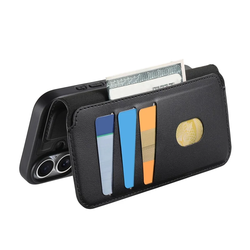 CASENEO For iPhone 13 Pro Magnetic Case RFID Blocking Wallet Detachable Leather Phone Cover with Wristband - Black