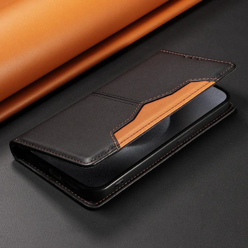 For iPhone 18 / iPhone 17 Wallet Case External Card Slot Magnetic Closing Leather Phone Cover - Black - 8