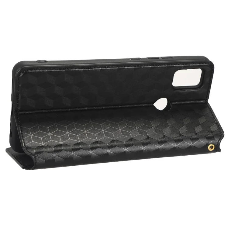Per Icona di Cricket 4 PU Phelet Phelet Phelet Custodia Rhombo Pattern Rhombus Stand Magnetica Auto-assorbita Copertina di Protezione Completa - Nero