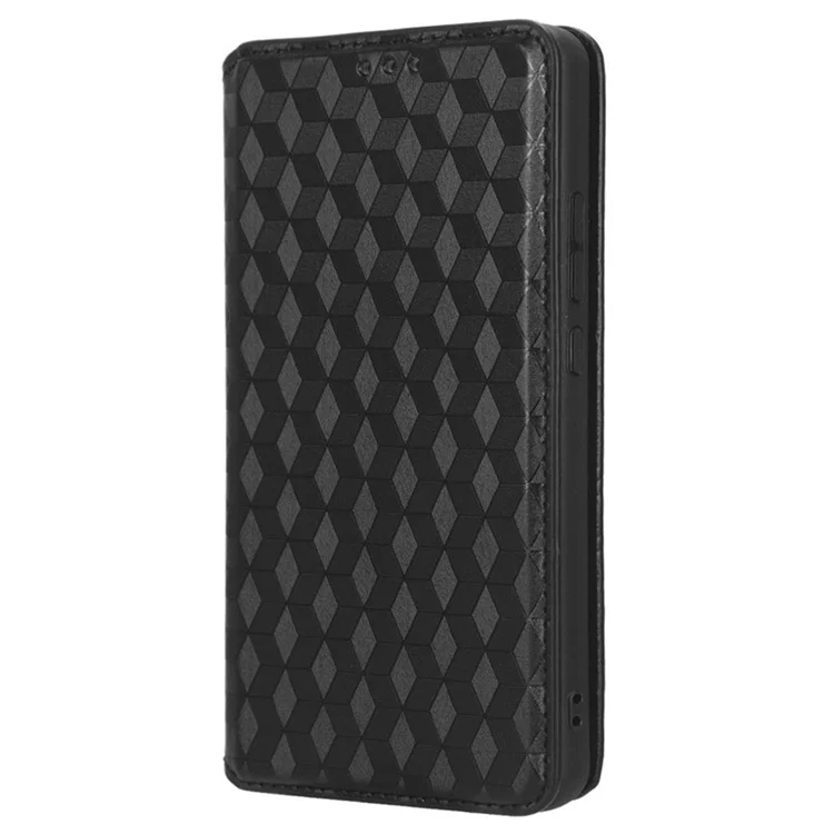 Per Icona di Cricket 4 PU Phelet Phelet Phelet Custodia Rhombo Pattern Rhombus Stand Magnetica Auto-assorbita Copertina di Protezione Completa - Nero