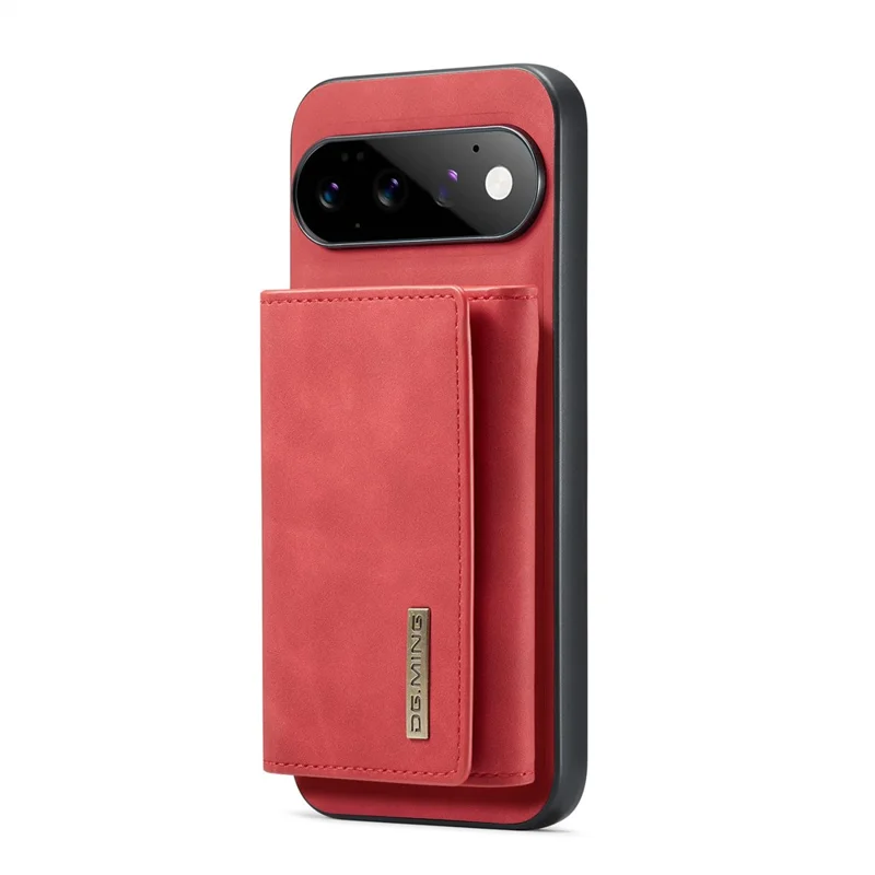 DG.MING M1 Series for Google Pixel 11 Pro Phone Case PU + TPU + PC Back Cover with Magnetic Tri-Fold Wallet Kickstand - Red