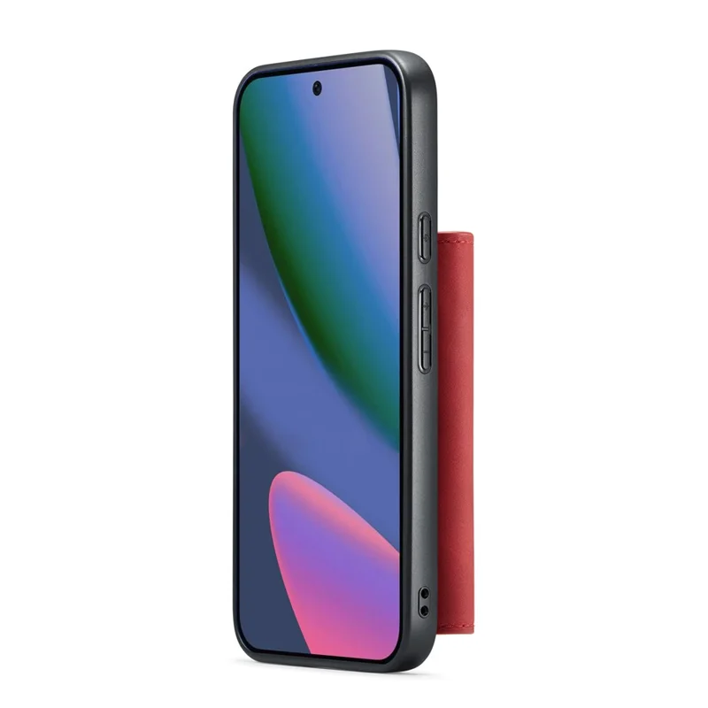 DG.MING M1 Series for Google Pixel 11 Pro Phone Case PU + TPU + PC Back Cover with Magnetic Tri-Fold Wallet Kickstand - Red