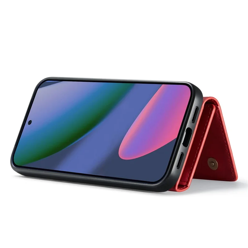 DG.MING M1 Series for Google Pixel 11 Pro Phone Case PU + TPU + PC Back Cover with Magnetic Tri-Fold Wallet Kickstand - Red