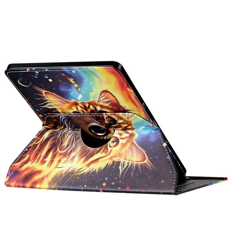 For Lenovo Tab One  /  Tab K9 Case Rotation Stand Pattern PU Leather + TPU Tablet Cover - Painted Cat