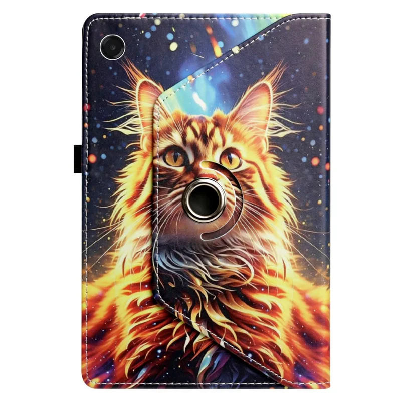 For Lenovo Tab One  /  Tab K9 Case Rotation Stand Pattern PU Leather + TPU Tablet Cover - Painted Cat
