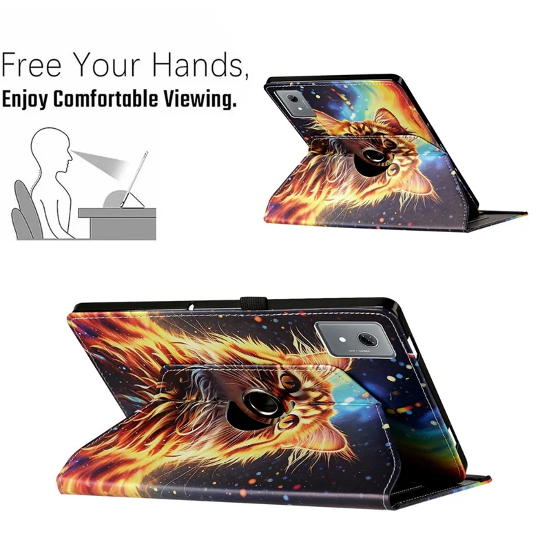 For Lenovo Idea Tab  /  Tab K11 Gen 2  /  Xiaoxin Pad 11 2025 Case Rotation Stand Pattern PU Leather + TPU Tablet Cover - Painted Cat