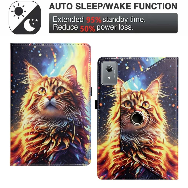 For Lenovo Idea Tab  /  Tab K11 Gen 2  /  Xiaoxin Pad 11 2025 Case Rotation Stand Pattern PU Leather + TPU Tablet Cover - Painted Cat