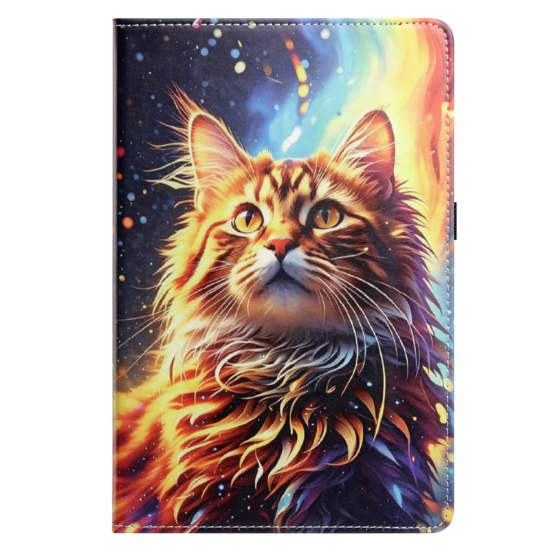 For Samsung Galaxy Tab S10 FE+ Case Rotation Stand Pattern PU Leather + TPU Tablet Cover - Painted Cat