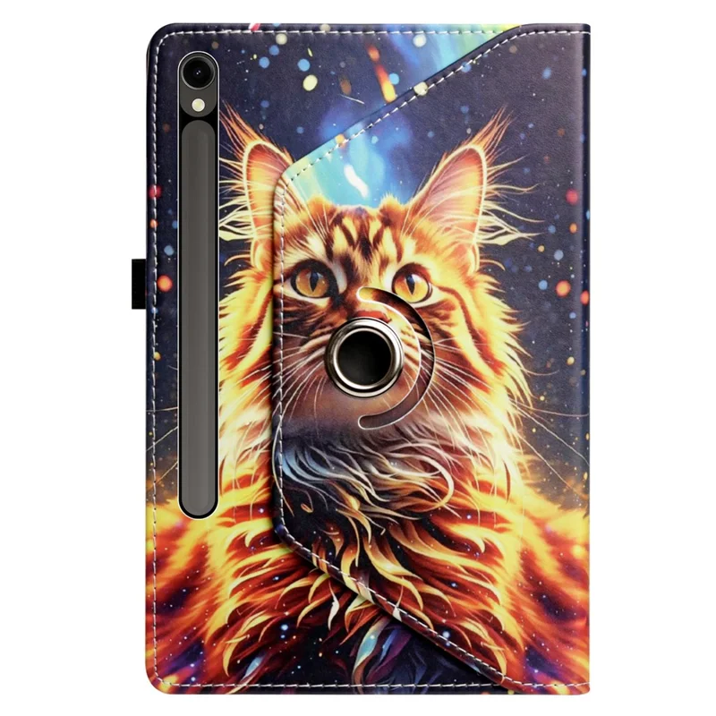 For Samsung Galaxy Tab S10 FE+ Case Rotation Stand Pattern PU Leather + TPU Tablet Cover - Painted Cat