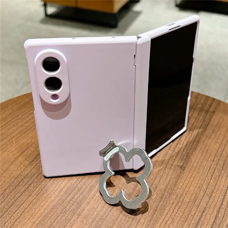 For Samsung Galaxy Z Fold8 Case Heart Clover Kickstand PC Phone Cover with Screen Protector - Purple
