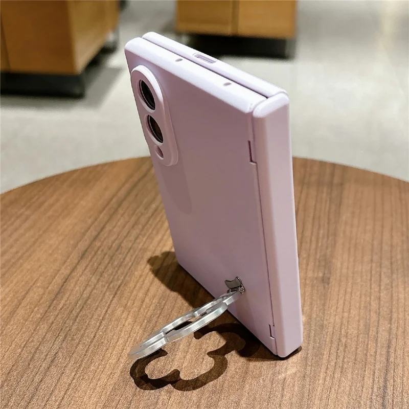 For Samsung Galaxy Z Fold8 Case Heart Clover Kickstand PC Phone Cover with Screen Protector - Purple