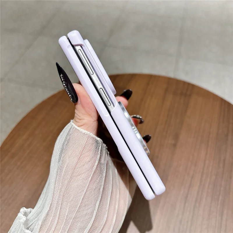 For Samsung Galaxy Z Fold8 Case Heart Clover Kickstand PC Phone Cover with Screen Protector - Purple