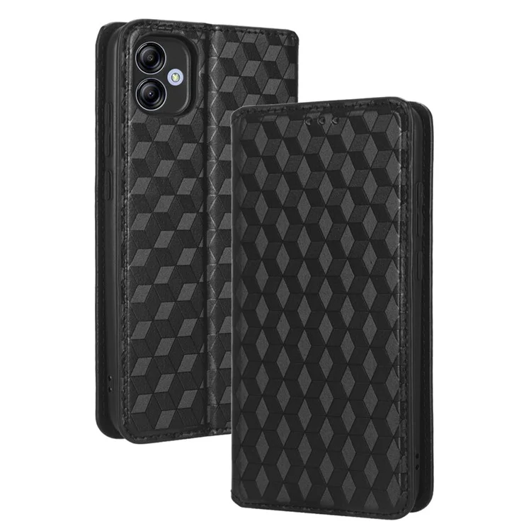 Für Samsung Galaxy A04e 4G Rhombus Muster Geprägtes PU Leder -telefon Hülle Wallet Sty - Schwarz