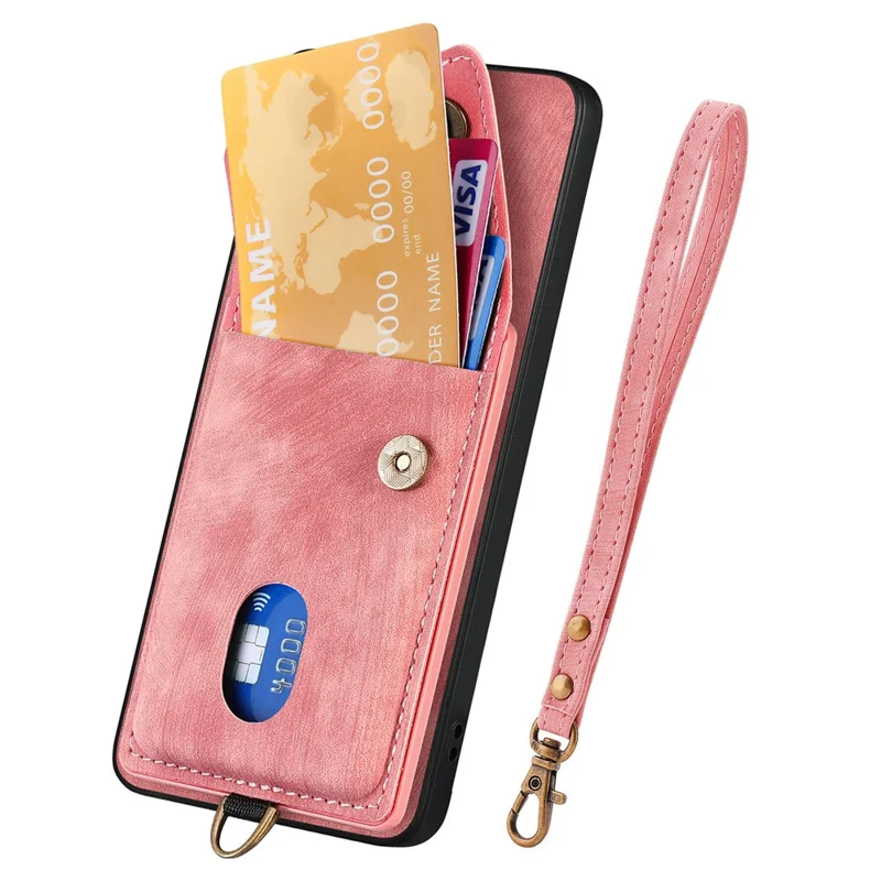 For Xiaomi 17 Case with Tempered Glass Screen Protector Card Holder Retro PU Leather Phone Back Cover - Pink