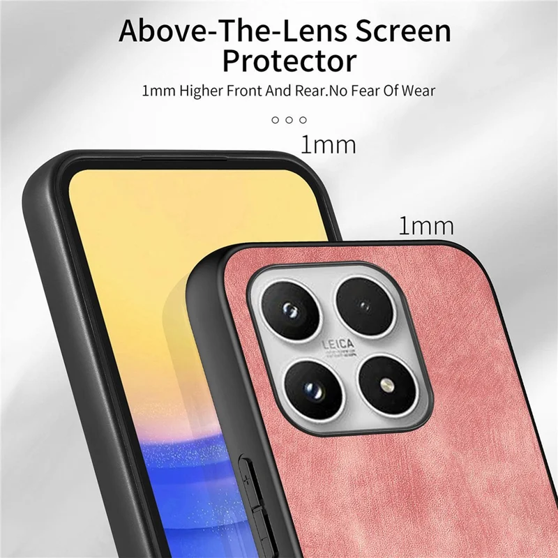 For Xiaomi 17 Case with Tempered Glass Screen Protector Card Holder Retro PU Leather Phone Back Cover - Pink