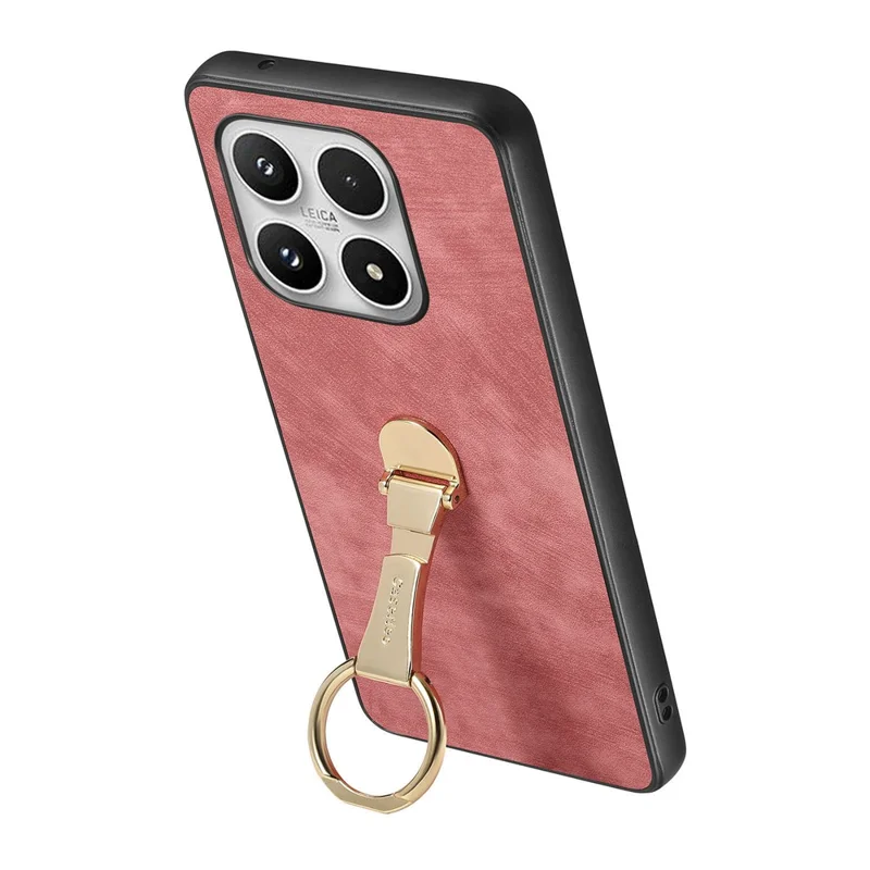 For Xiaomi 17 Case with Tempered Glass Screen Protector Folding Kickstand Retro Leather Phone Back Cover - Pink