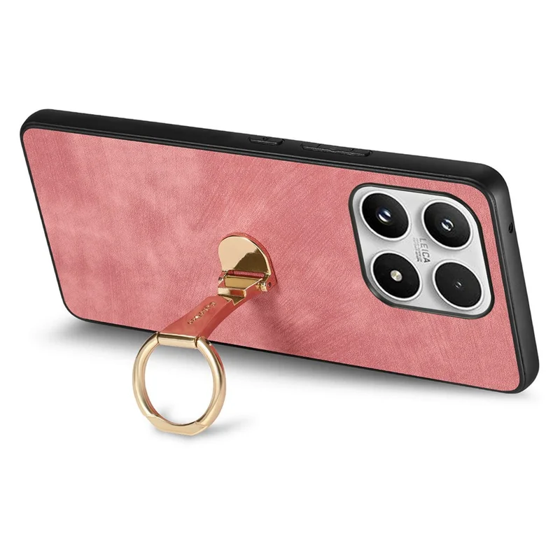 For Xiaomi 17 Case with Tempered Glass Screen Protector Folding Kickstand Retro Leather Phone Back Cover - Pink