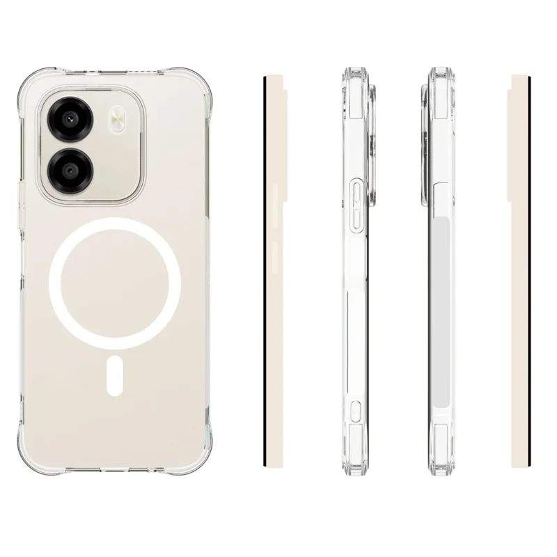 For Honor X6e 4G Magnetic Case TPU Anti-drop Phone Back Cover - Transparent