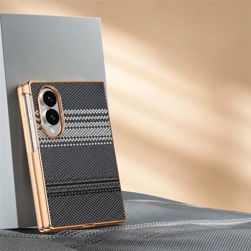 For Samsung Galaxy Z Fold8 Magnetic Case Aramid Fiber Pattern Shockproof PC Phone Cover with Screen Protector - Black