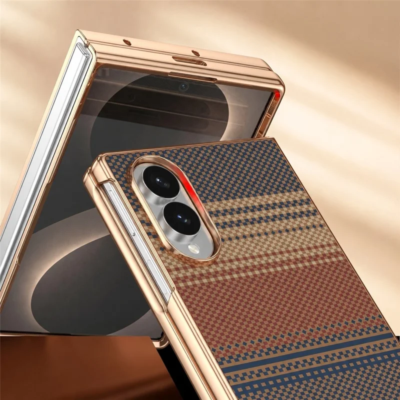 For Samsung Galaxy Z Fold8 Magnetic Case Aramid Fiber Pattern Shockproof PC Phone Cover with Screen Protector - Black
